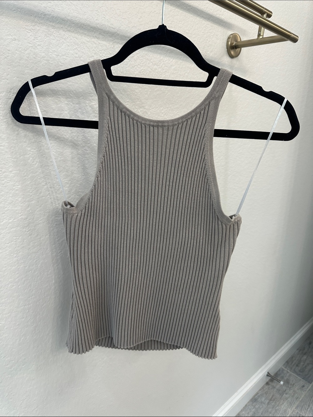 H&M Ribbed Tank Top in Taupe